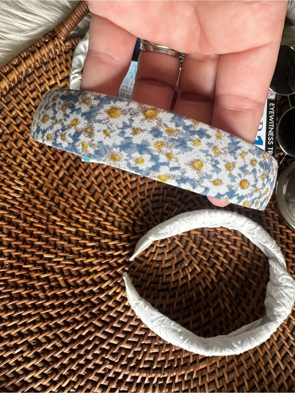 Blue White Yellow Fabric Headband 4 Lot Set